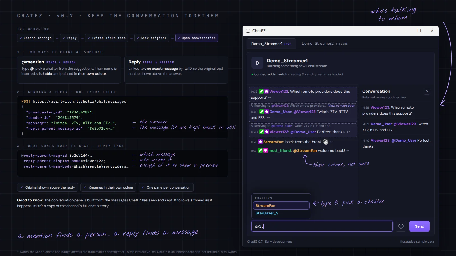 Dev log v0.7: Keep the conversation together