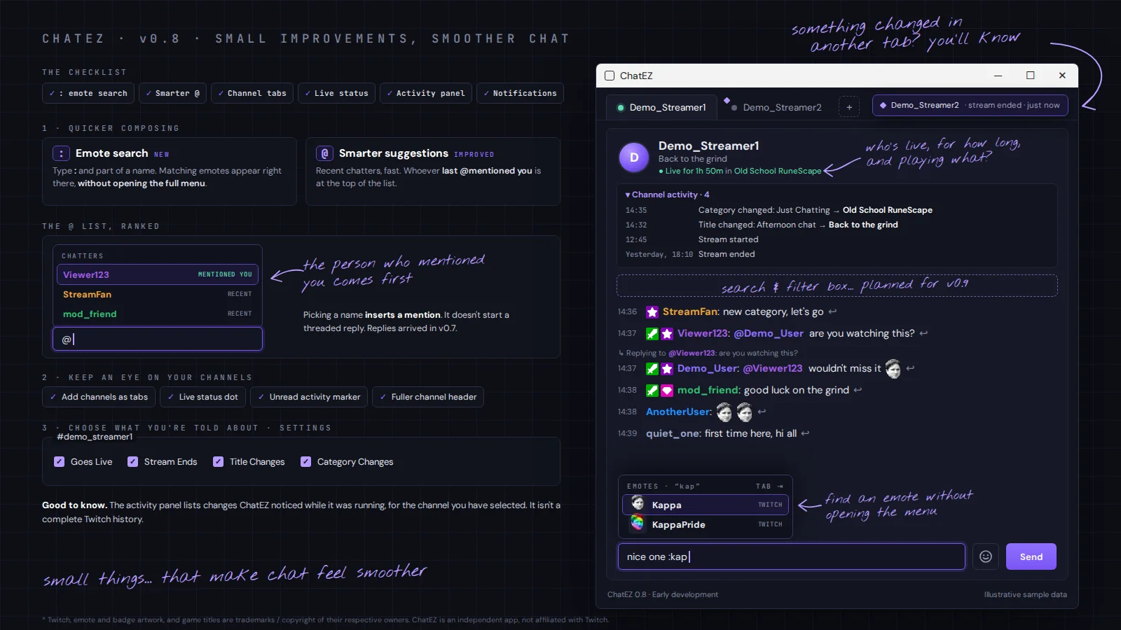 Dev log v0.8: Smoother chat